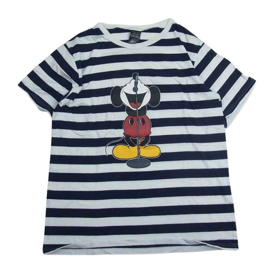 NUMBER(N)INE ナンバーナイン Mickey ミッキー プリント ボーダー 半袖 Tシャツ ホワイト系 ネイビー系 3【中古】