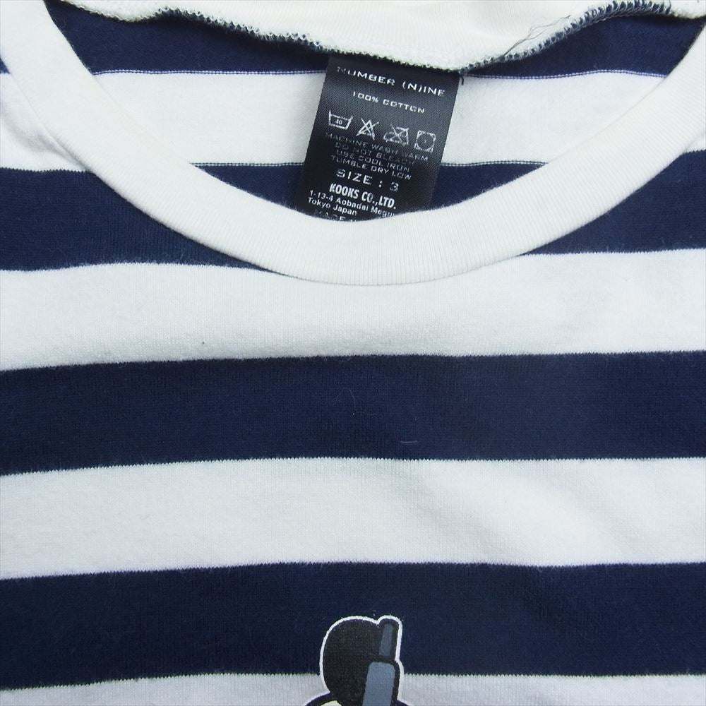 NUMBER(N)INE ナンバーナイン Mickey ミッキー プリント ボーダー 半袖 Tシャツ ホワイト系 ネイビー系 3【中古】