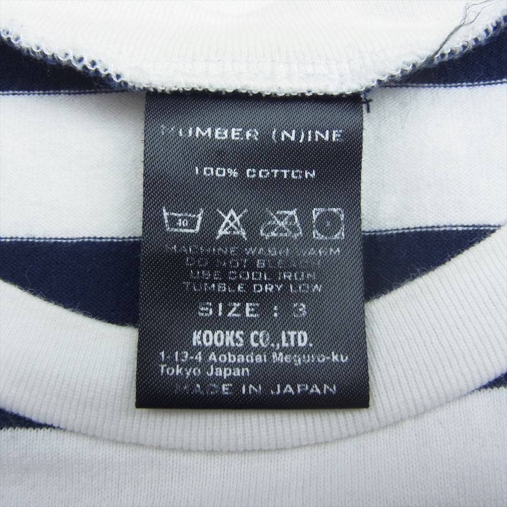 NUMBER(N)INE ナンバーナイン Mickey ミッキー プリント ボーダー 半袖 Tシャツ ホワイト系 ネイビー系 3【中古】