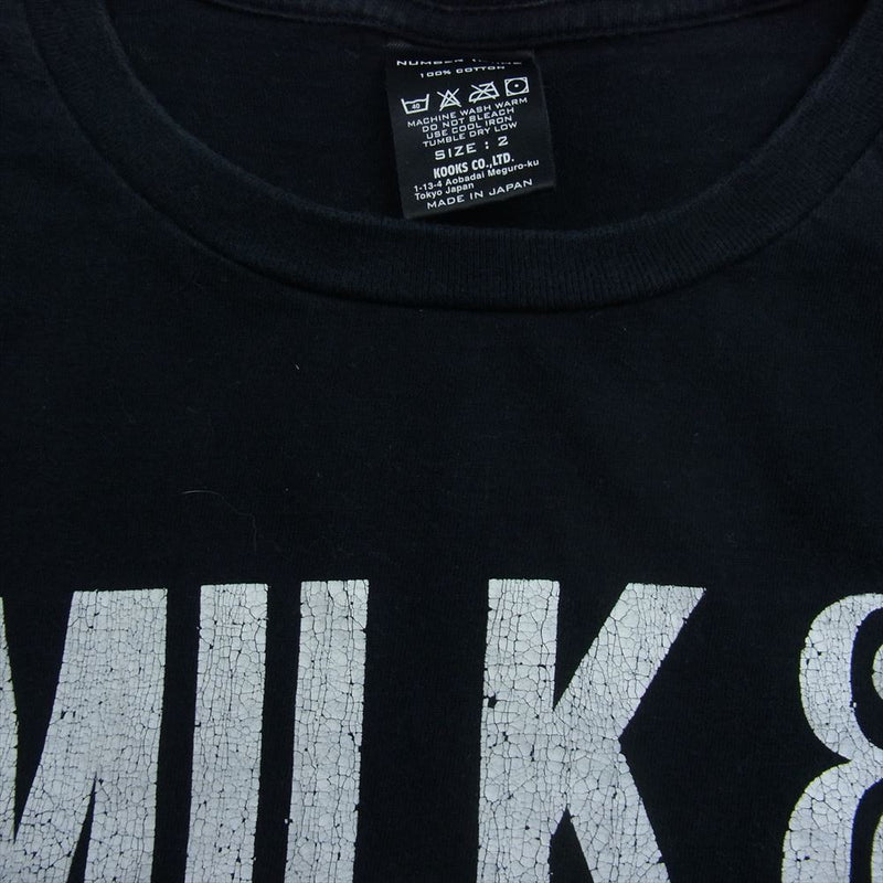 NUMBER(N)INE ナンバーナイン MILK COOKIES ミルク クッキーズ 半袖 プリント Tシャツ ブラック系 2【中古】