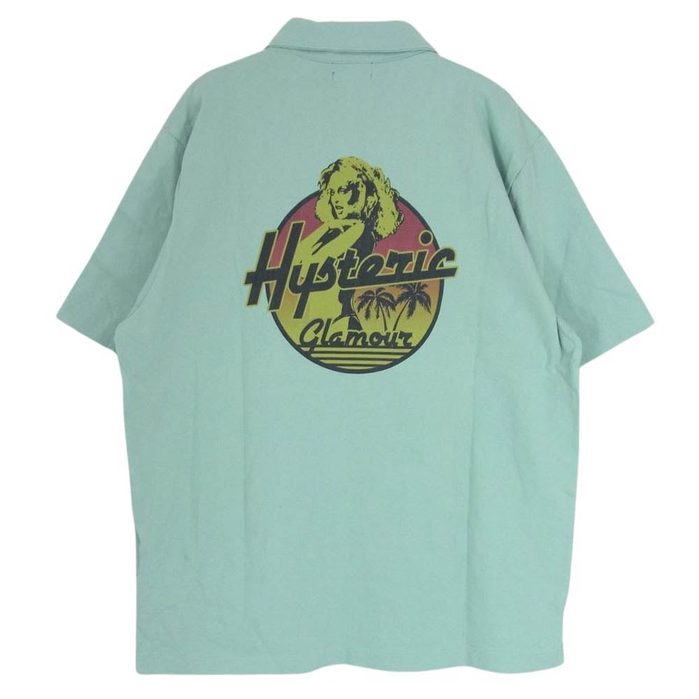 HYSTERIC GLAMOUR ヒステリックグラマー 19SS 02191CH03 ロゴプリント 半袖 ポロシャツ グリーン系 L【中古】