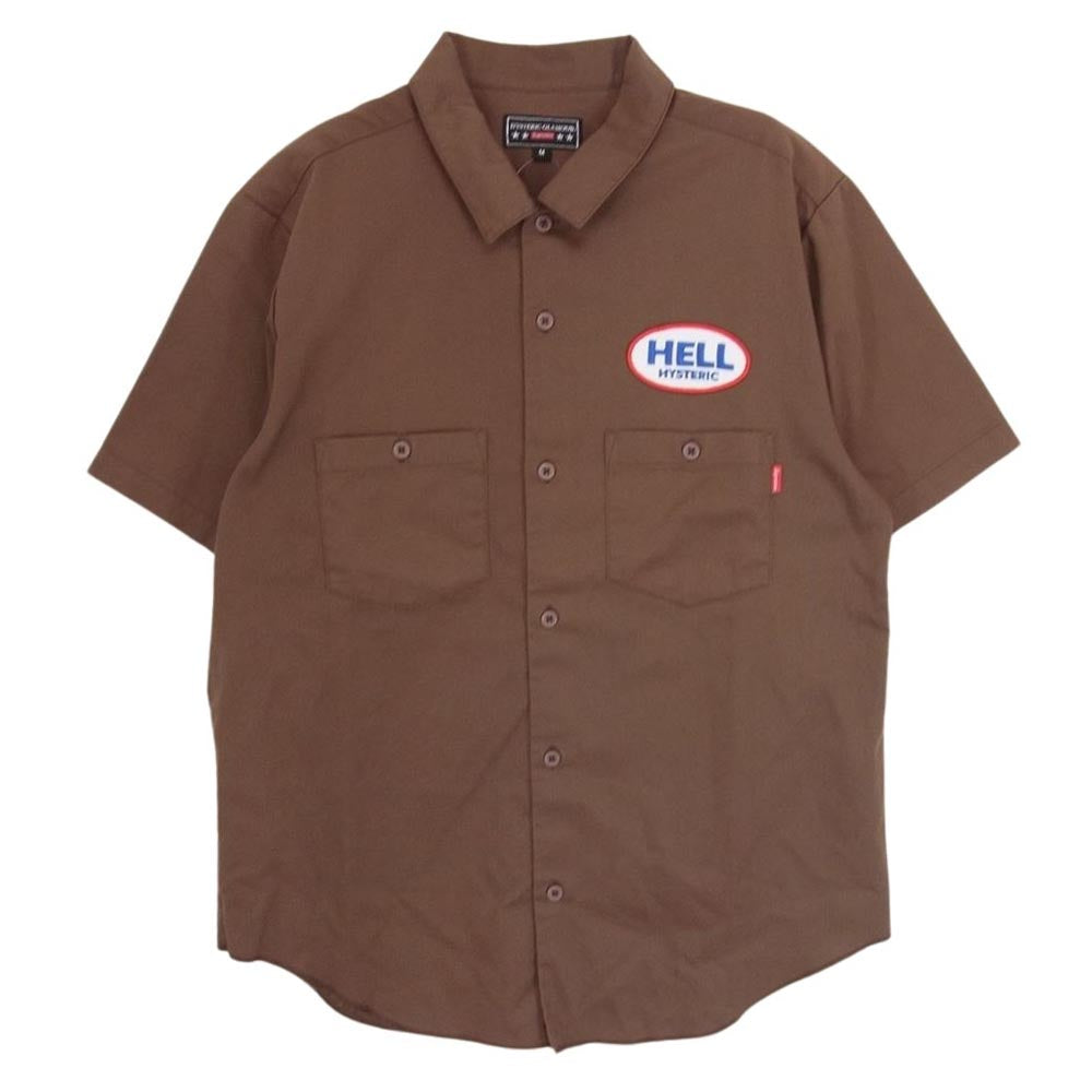 Supreme シュプリーム 17AW S/S Work Shirt ワッペン刺繍 ショートスリーブ 半袖 ワーク シャツ ブラウン系 M【中古】