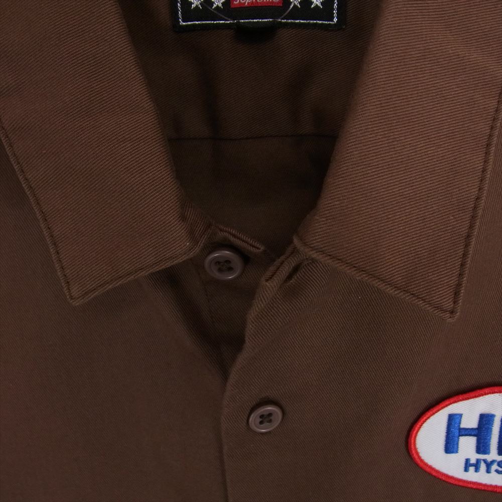 Supreme シュプリーム 17AW S/S Work Shirt ワッペン刺繍 ショートスリーブ 半袖 ワーク シャツ ブラウン系 M【中古】