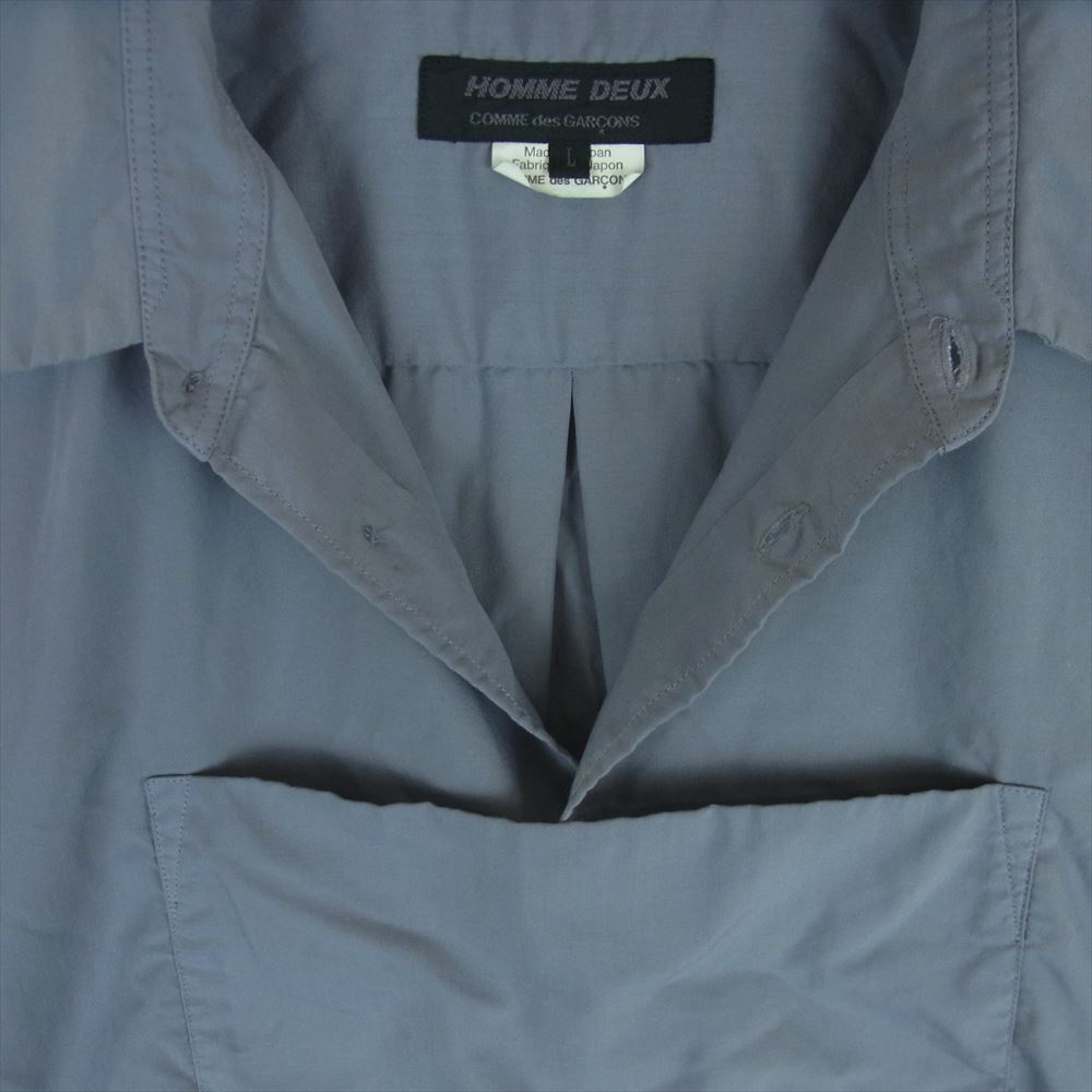 COMME des GARCONS HOMME DEUX コムデギャルソンオムドゥ 23SS AD2022 DK-B051 カンガルーポケット デザイン 長袖 シャツ グレー系 L【中古】
