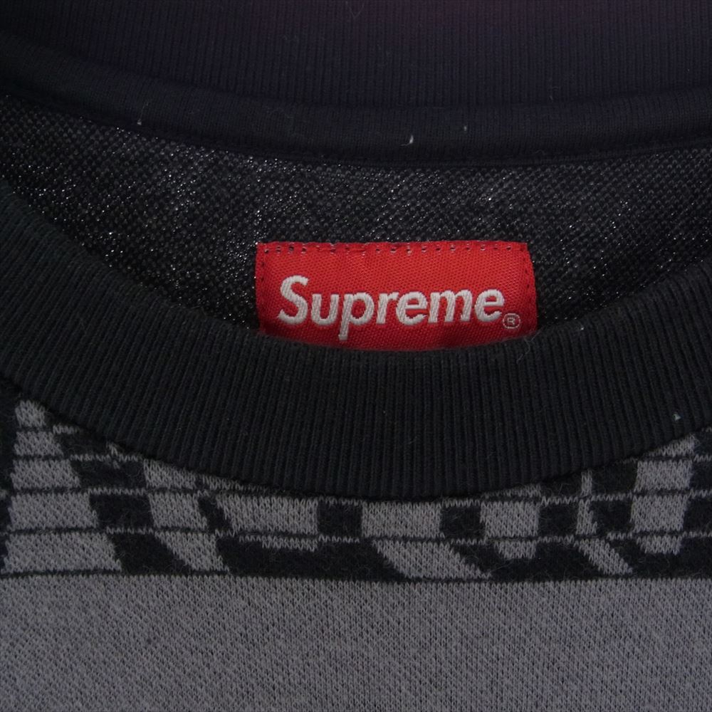 Supreme シュプリーム 19SS Text Stripe Jacquard Top テキスト ストライプ ジャガード 半袖 ロゴ Tシャツ ブラック系 ダークグレー系 L【中古】
