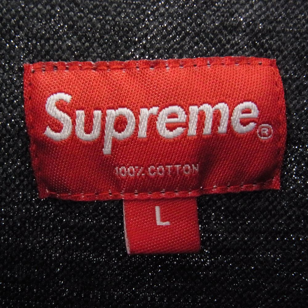 Supreme シュプリーム 19SS Text Stripe Jacquard Top テキスト ストライプ ジャガード 半袖 ロゴ Tシャツ ブラック系 ダークグレー系 L【中古】