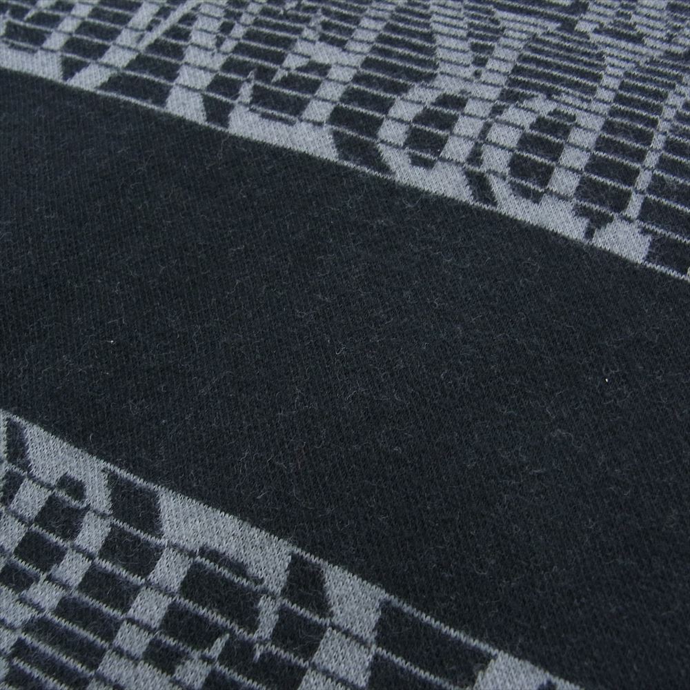 Supreme シュプリーム 19SS Text Stripe Jacquard Top テキスト ストライプ ジャガード 半袖 ロゴ Tシャツ ブラック系 ダークグレー系 L【中古】