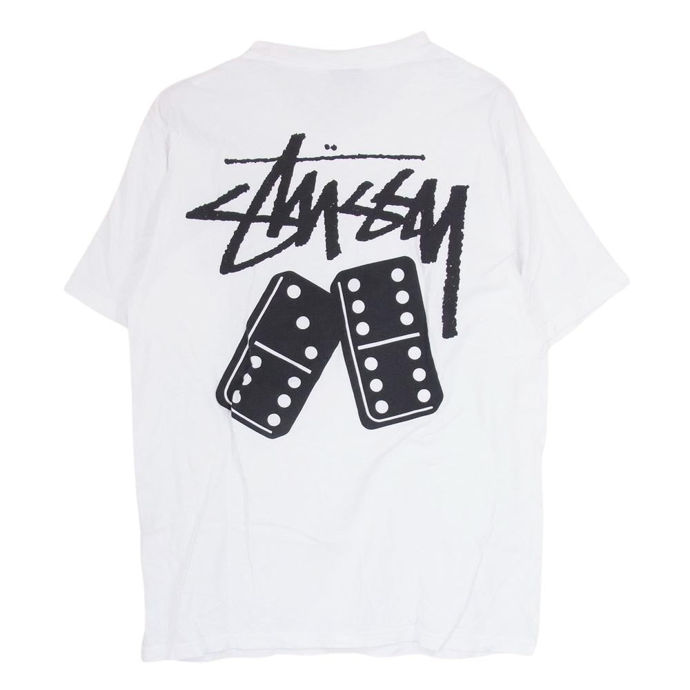 STUSSY ステューシー Dominoes Tee ドミノ ダイス サイコロ ロゴ プリント 半袖 Tシャツ ホワイト系 M【中古】