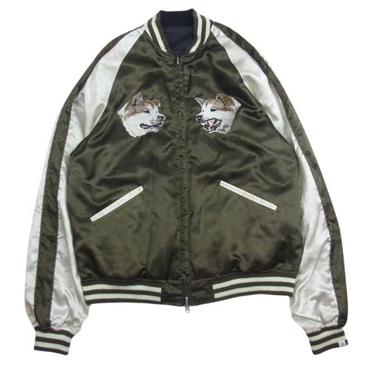 VANQUISH ヴァンキッシュ 東京 SOUVENIR JACKET SHIBUYA 澁谷 刺繍 スーベニア ナイロン ジャケット スカジャン ブラウン系 M【中古】