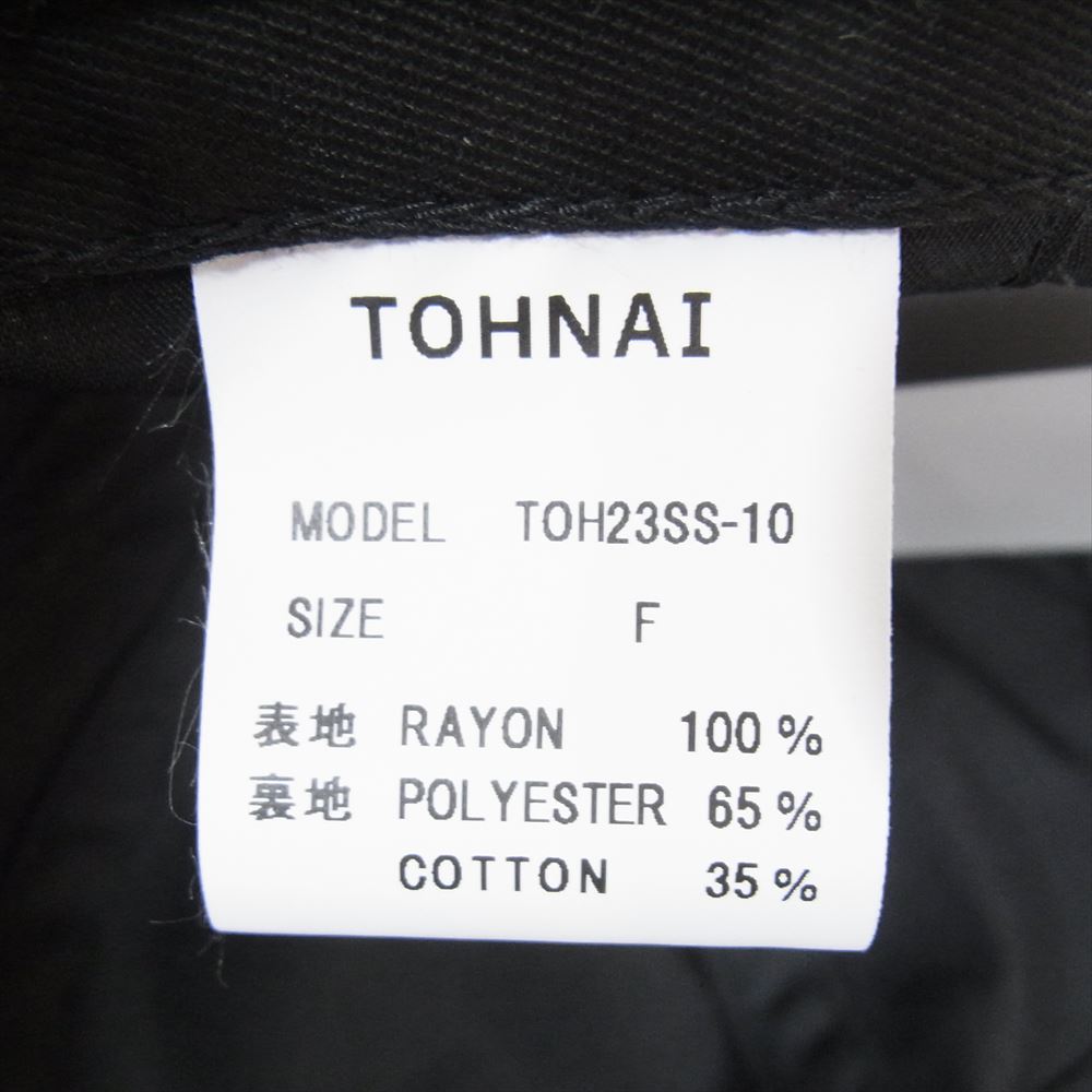 ト―ナイ 23SS TOH23SS-10 千鳥格子 レーヨン 6パネル キャップ ブラック系 F【新古品】【未使用】【中古】