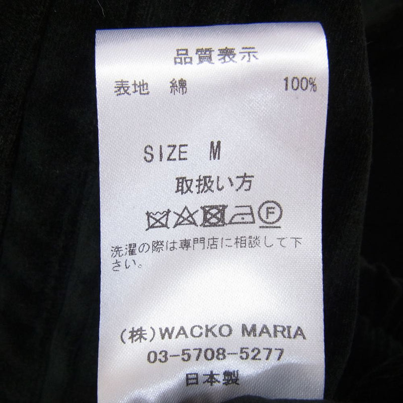 WACKO MARIA ワコマリア 23AW 23FW-WMO-TP06 VELVETEEN TRACK PANTS ロゴ刺繍 ベルベット トラックパンツ ブラック系 M【新古品】【未使用】【中古】