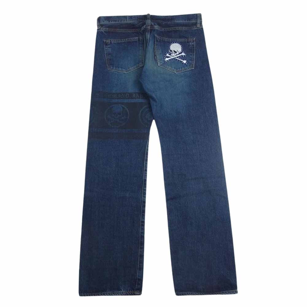 mastermind JAPAN マスターマインドジャパン × OVERTHESTRiPES オーバーザストライプス スカル ワッペン ストレート デニム パンツ インディゴブルー系 28【新古品】【未使用】【中古】