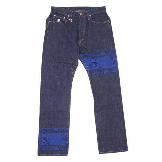 mastermind JAPAN マスターマインドジャパン DREAMING期 ドリーミング ノンウォッシュ デニム ダブル ウエスト スカル刺繍 デニム パンツ インディゴブルー系 S【極上美品】【中古】