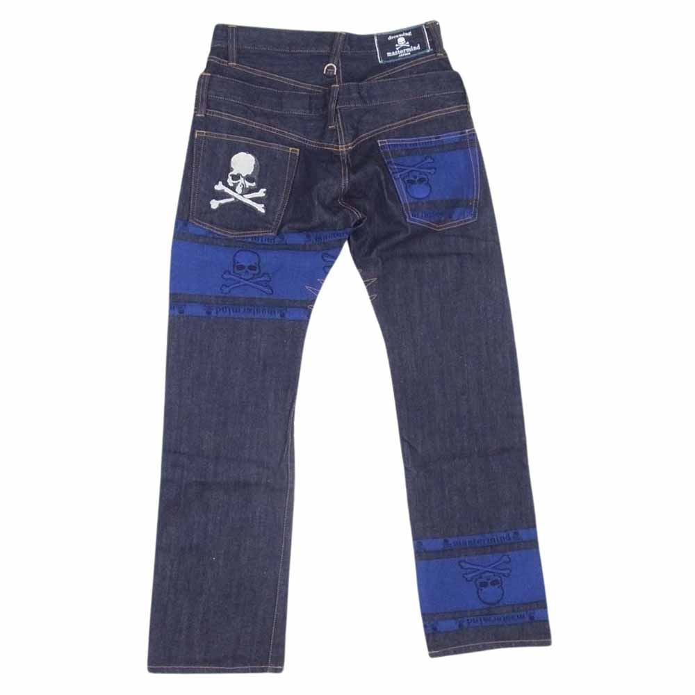 mastermind JAPAN マスターマインドジャパン DREAMING期 ドリーミング ノンウォッシュ デニム ダブル ウエスト スカル刺繍 デニム パンツ インディゴブルー系 S【極上美品】【中古】