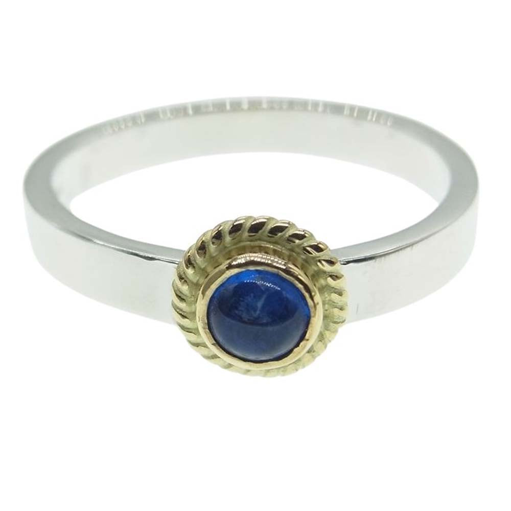 ゴッドサンズ ギャランティ付属 平打ちリング 金縄 アフガナイト 3mm SV925 K18YG シルバー系 14.5号 【中古】