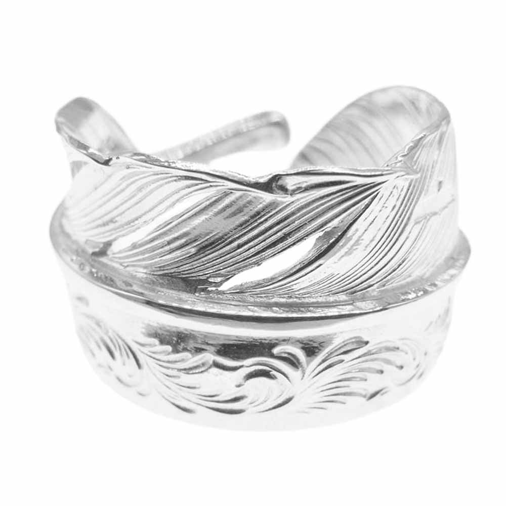 TARO WASHIMI ワシミタロウ 鷲見太郎 ギャランティ付属 L arabesque flight feather 01 ring アラベスク フライト フェザーリング シルバー系 17号【中古】
