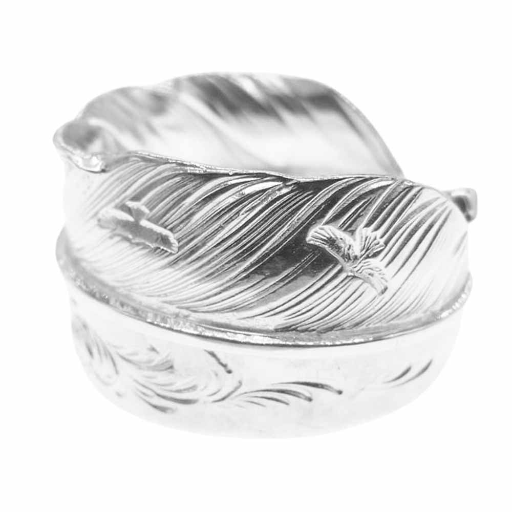 TARO WASHIMI ワシミタロウ 鷲見太郎 ギャランティ付属 L arabesque flight feather 01 ring アラベスク フライト フェザーリング シルバー系 17号【中古】