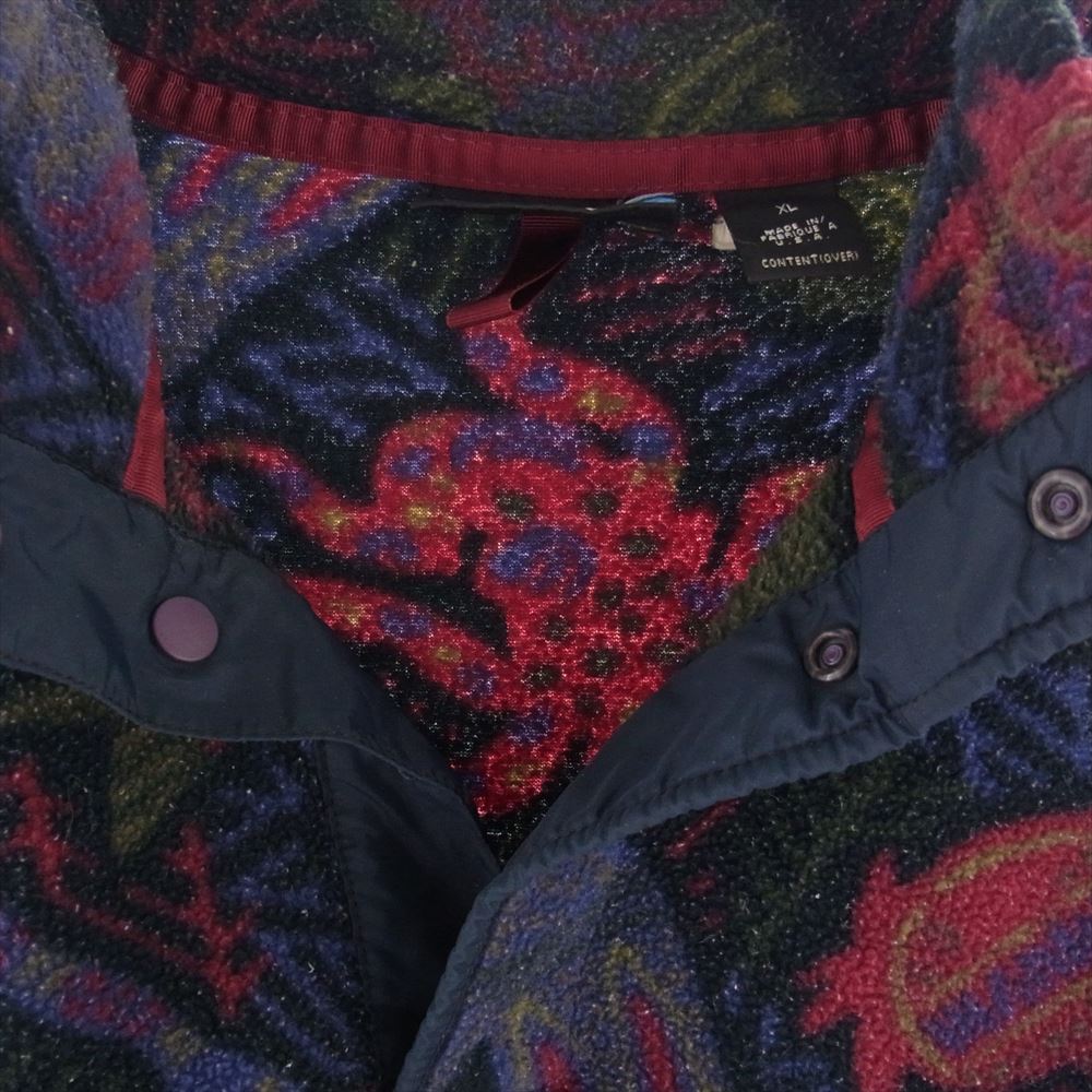 patagonia パタゴニア 96年 アメリカ製 SYNCHILLA シンチラ スナップ T  総柄 フリース プルオーバー ジャケット マルチカラー系 XL【中古】