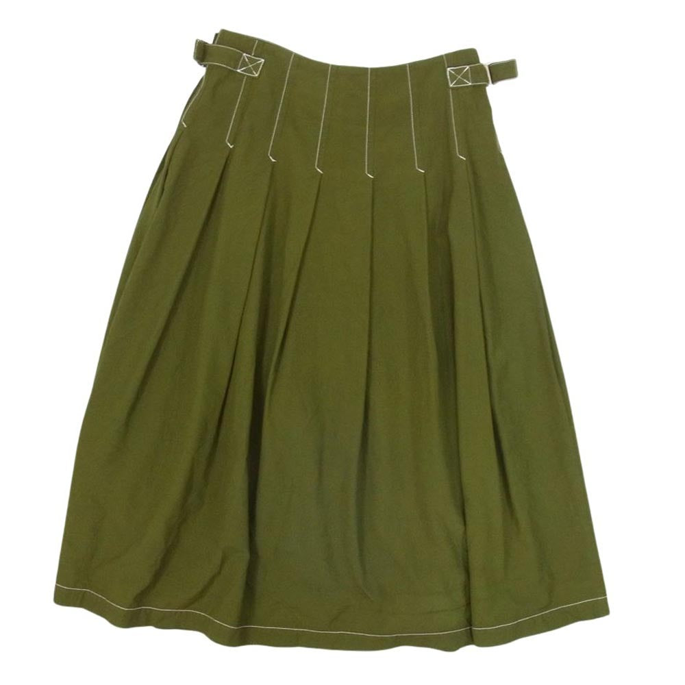 tricot COMME des GARCONS トリココムデギャルソン TS10004 M ウール ステッチワーク ラップ タック スカート カーキ系 M【中古】