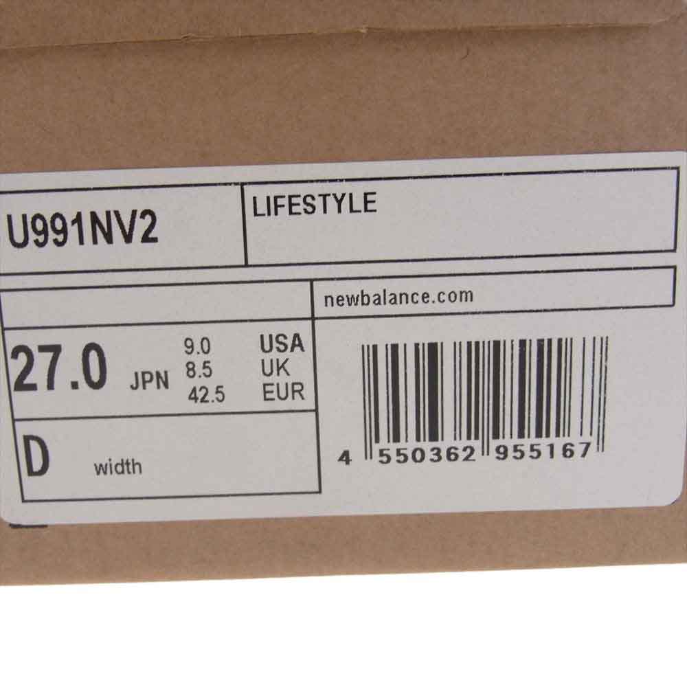 NEW BALANCE ニューバランス U991NV2 英国製 991 V2 スエード ローカット スニーカー　ネイビー ネイビー系 27cm【新古品】【未使用】【中古】