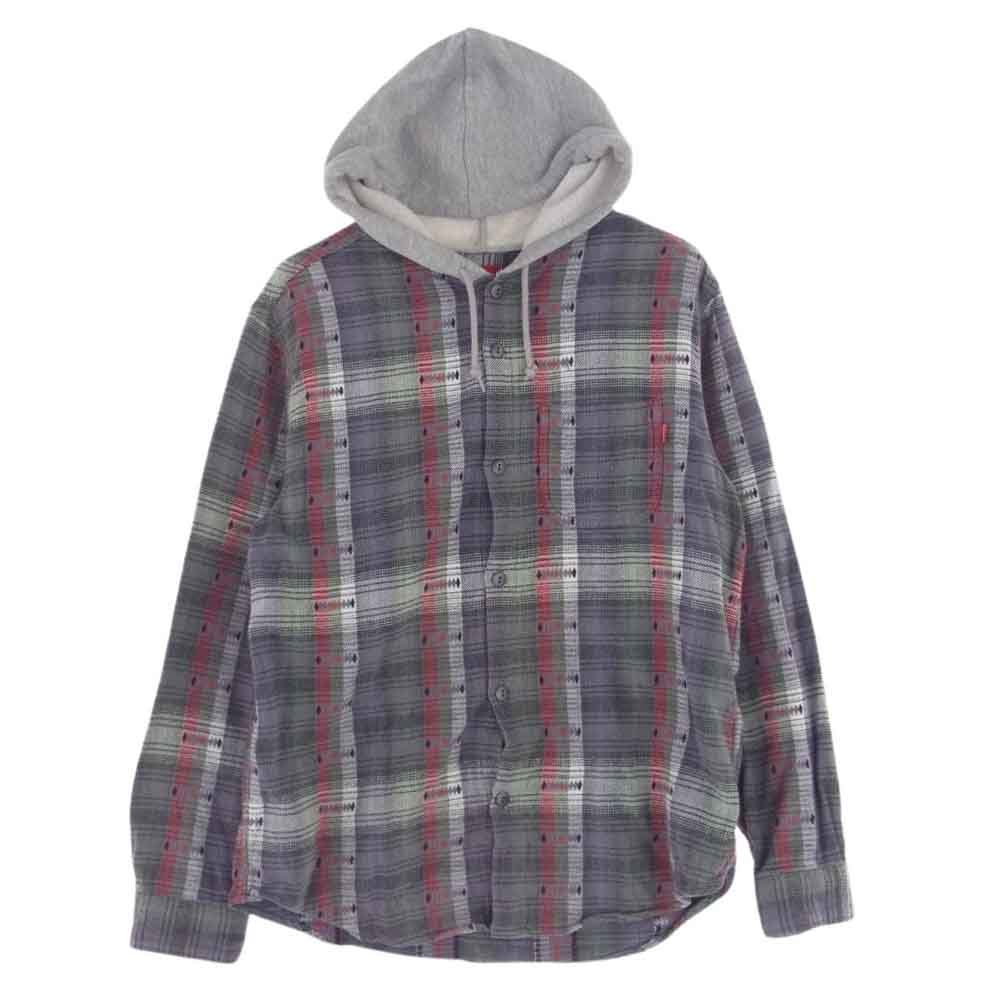 Supreme シュプリーム 18AW Hooded Jacquard Flannel Shirt フーデッド ジャガード フランネル シャツ マルチカラー系 M【中古】