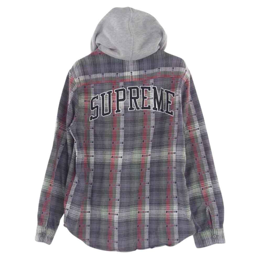 Supreme シュプリーム 18AW Hooded Jacquard Flannel Shirt フーデッド ジャガード フランネル シャツ マルチカラー系 M【中古】