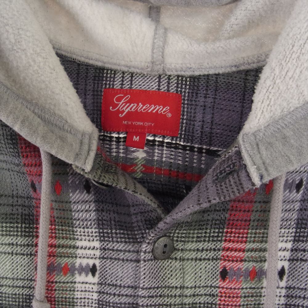 Supreme シュプリーム 18AW Hooded Jacquard Flannel Shirt フーデッド ジャガード フランネル シャツ マルチカラー系 M【中古】