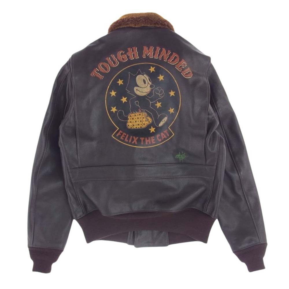 TOY'S McCOY トイズマッコイ TMJ2322 TYPE G-1 FELIX THE CAT TOUGH MINDED レザー フライト ジャケット ブラウン系 42【極上美品】【中古】