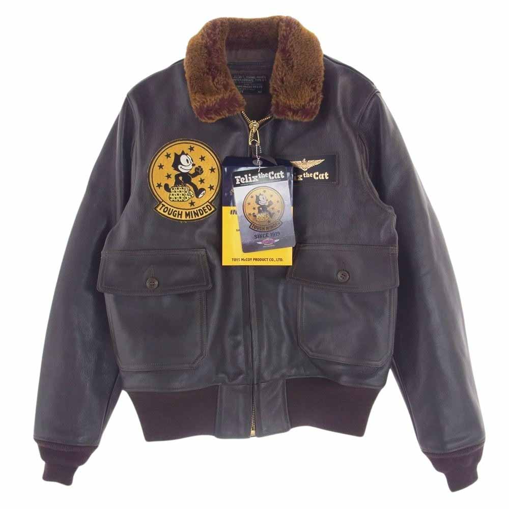TOY'S McCOY トイズマッコイ TMJ2322 TYPE G-1 FELIX THE CAT TOUGH MINDED レザー フライト ジャケット ブラウン系 42【極上美品】【中古】