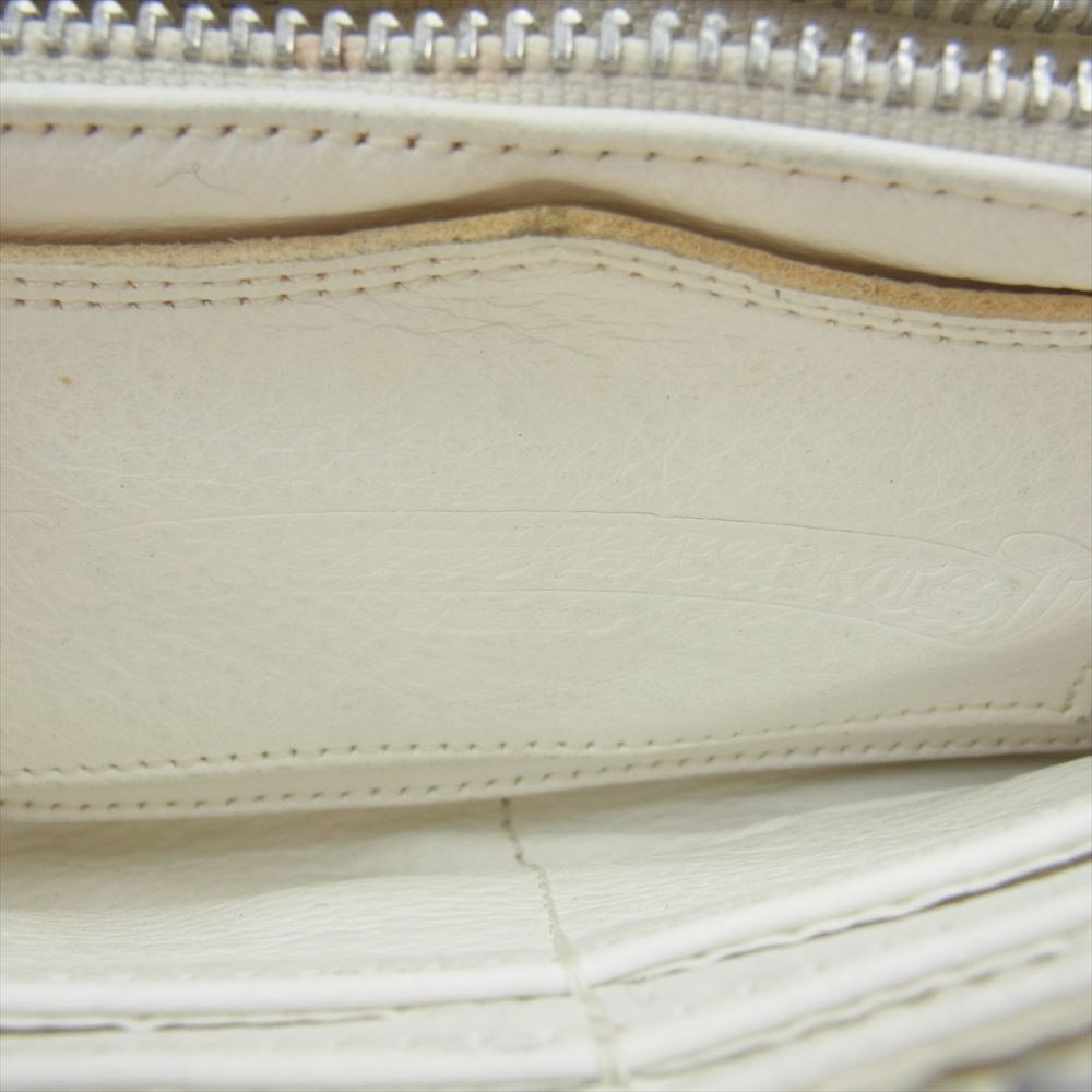 CHROME HEARTS クロムハーツ（原本無） REC F ZIP QUILTED セメタリークロス レザー ラウンドジップ ウォレット 財布  ホワイト系【中古】