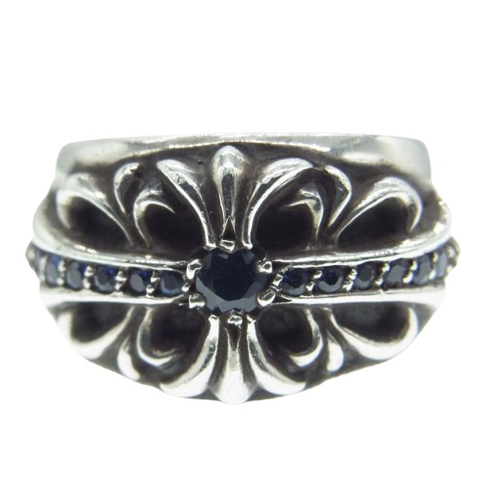 CHROME HEARTS クロムハーツ（原本無） FLRL CRS P SAP フローラルクロス パヴェサファイア シルバー リング 指輪 シルバー系 14号【中古】