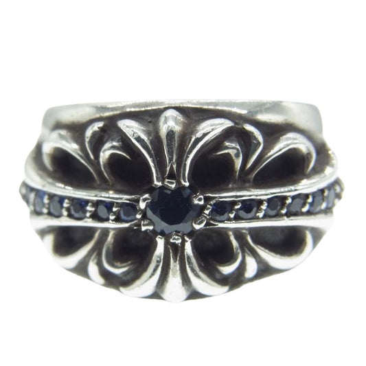 CHROME HEARTS クロムハーツ（原本無） FLRL CRS P SAP フローラルクロス パヴェサファイア シルバー リング 指輪 シルバー系 14号【中古】