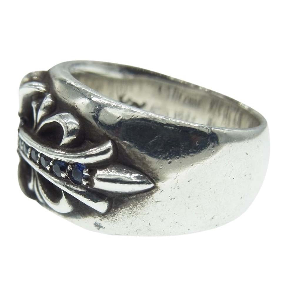 CHROME HEARTS クロムハーツ（原本無） FLRL CRS P SAP フローラルクロス パヴェサファイア シルバー リング 指輪 シルバー系 14号【中古】