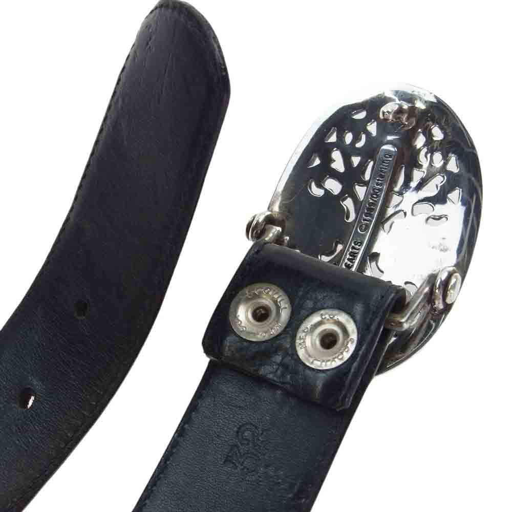 CHROME HEARTS クロムハーツ（原本無） 1.5 クラシック オーバルクロス バックル & 1.5 STRAP レザーベルト ブラック系 シルバー系 32【中古】