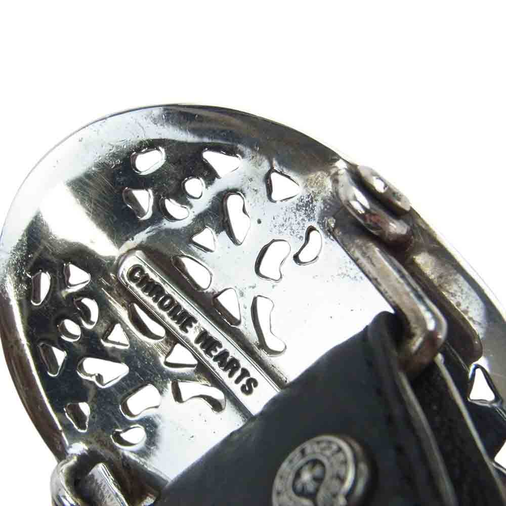 CHROME HEARTS クロムハーツ（原本無） 1.5 クラシック オーバルクロス バックル & 1.5 STRAP レザーベルト ブラック系 シルバー系 32【中古】