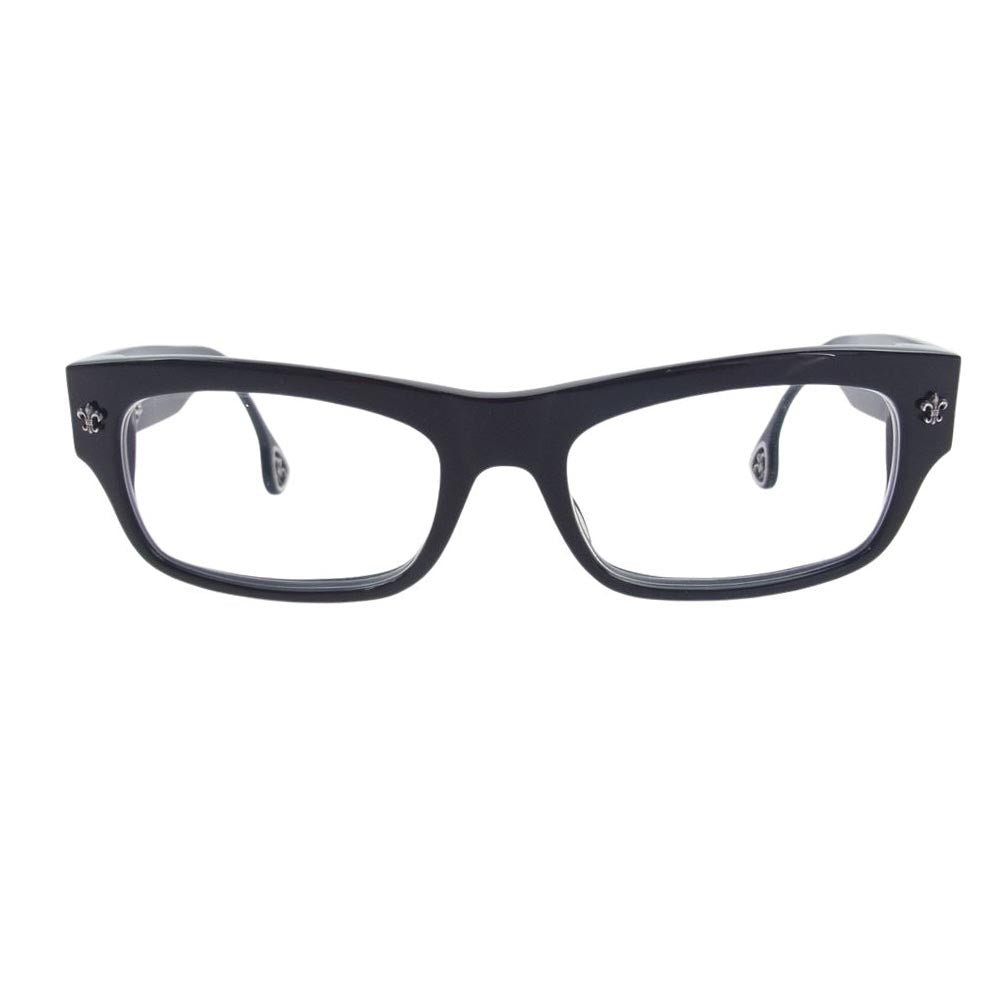 CHROME HEARTS クロムハーツ（原本無） DRILLED 替えレンズ付属 フレア 度入り フレーム 眼鏡 アイウェア ブラック系 53□18-141【中古】