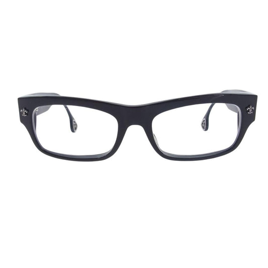 CHROME HEARTS クロムハーツ（原本無） DRILLED 替えレンズ付属 フレア 度入り フレーム 眼鏡 アイウェア ブラック系 53□18-141【中古】