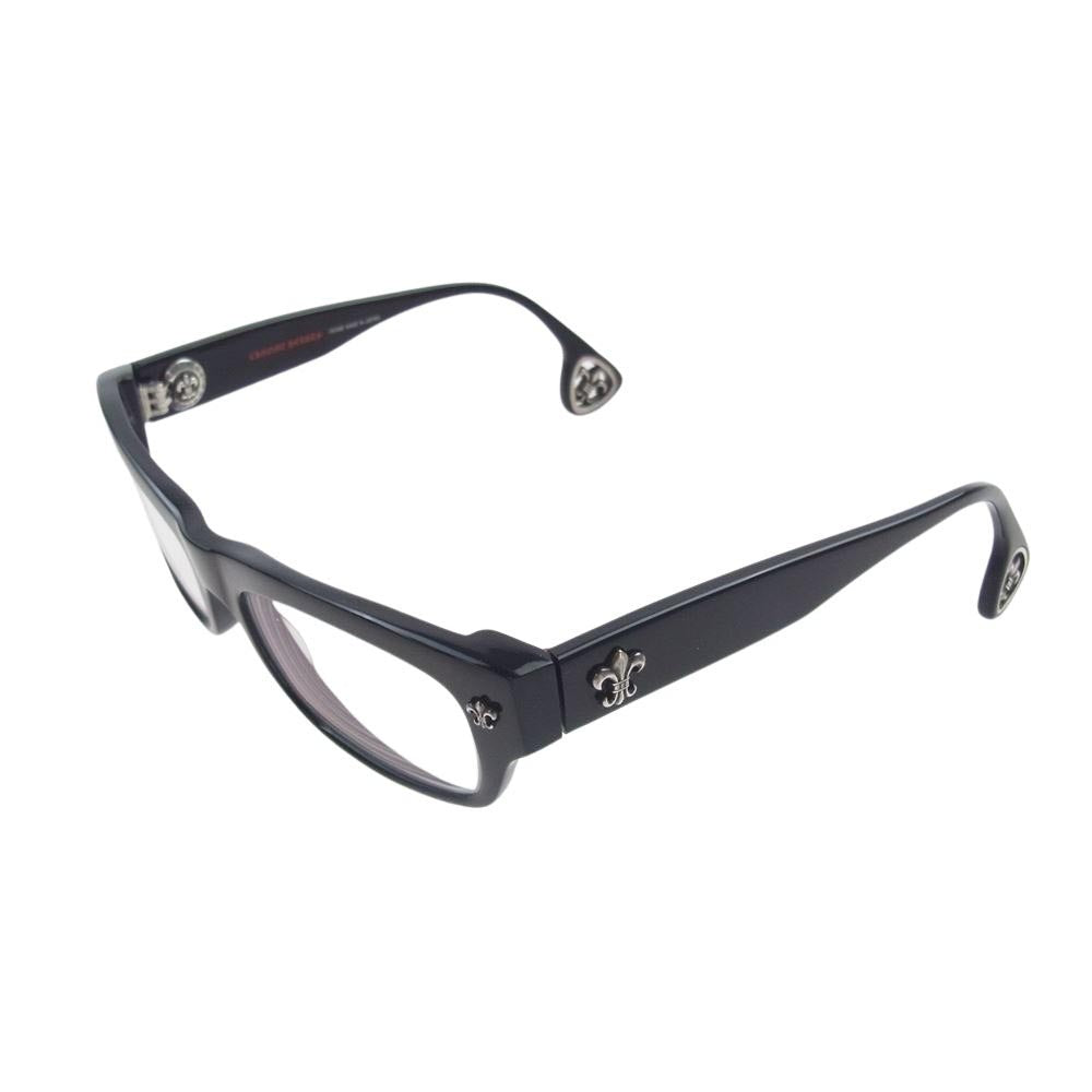 CHROME HEARTS クロムハーツ（原本無） DRILLED 替えレンズ付属 フレア 度入り フレーム 眼鏡 アイウェア ブラック系 53□18-141【中古】