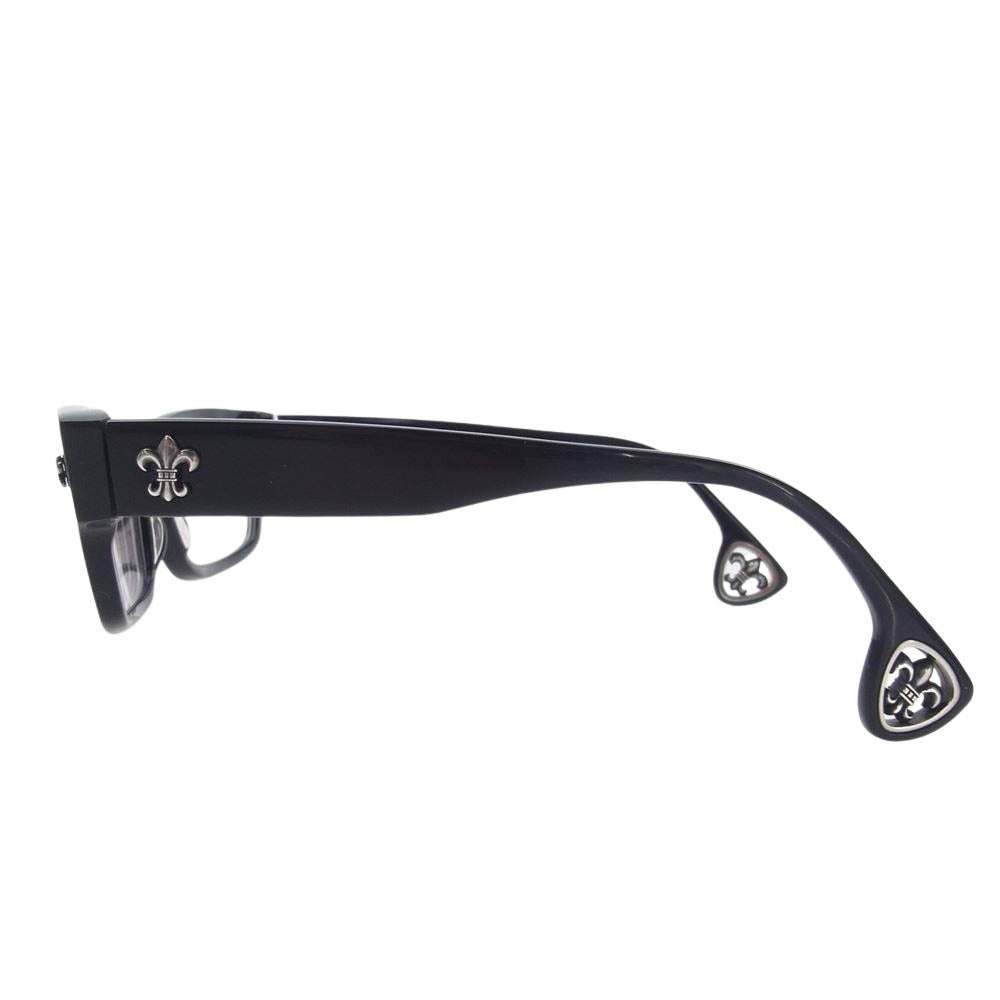 CHROME HEARTS クロムハーツ（原本無） DRILLED 替えレンズ付属 フレア 度入り フレーム 眼鏡 アイウェア ブラック系 53□18-141【中古】
