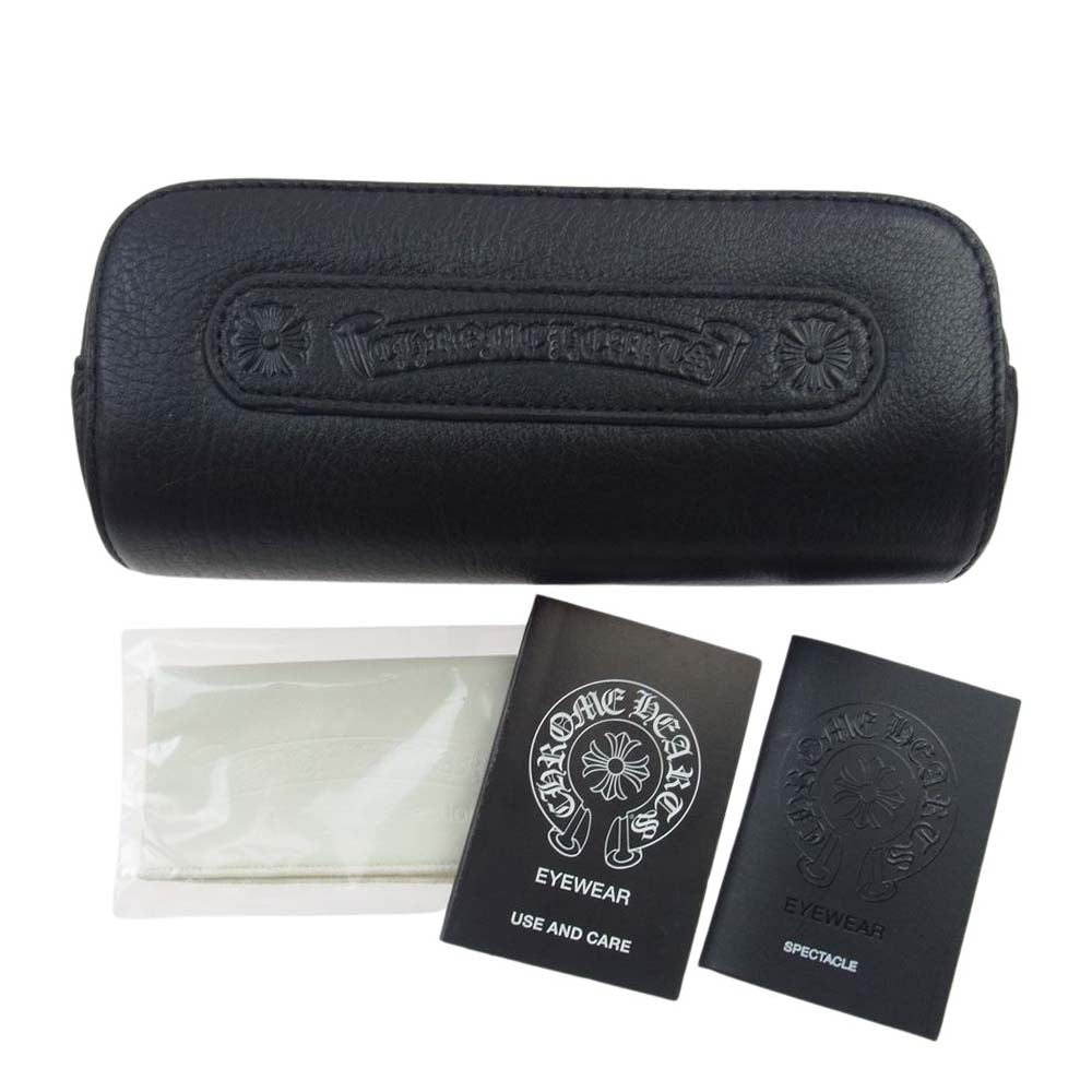 CHROME HEARTS クロムハーツ（原本無） DRILLED 替えレンズ付属 フレア 度入り フレーム 眼鏡 アイウェア ブラック系 53□18-141【中古】