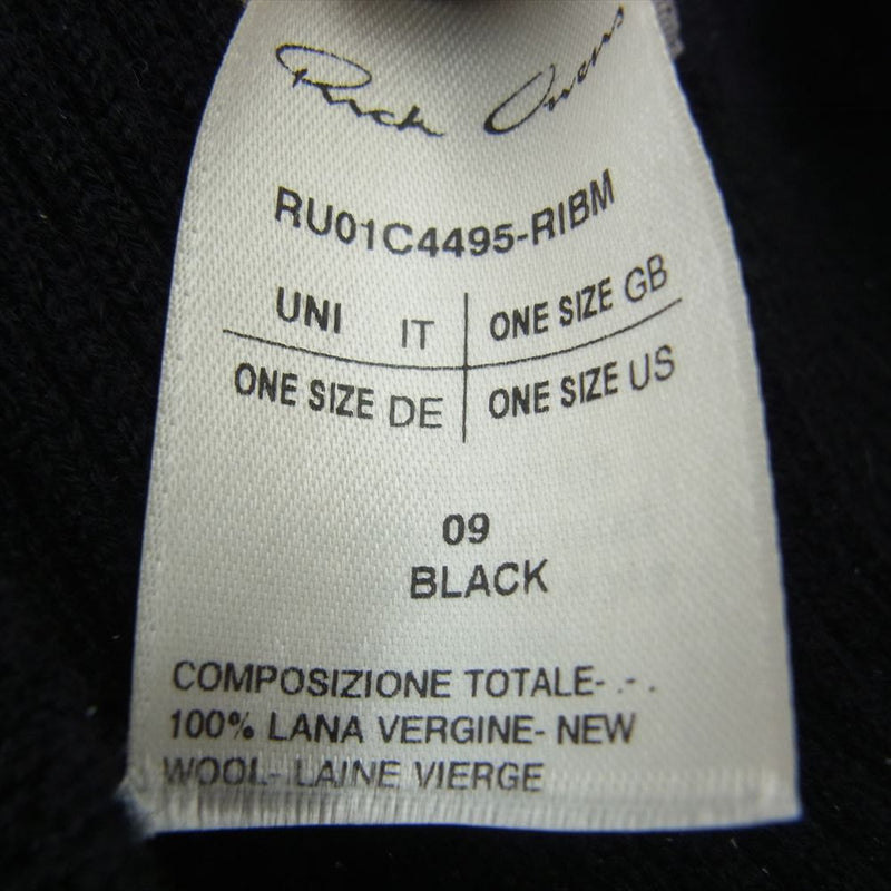 Rick Owens リックオウエンス 23SS RU01C4495 Ribbed Knit Beanie Hat リブド ニット ビーニー キャップ ブラック ブラック系【中古】