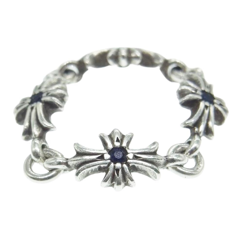 CHROME HEARTS クロムハーツ（原本無） RING TNY E CH PLS SAP タイニーE CHプラス サファイア リング シルバー系 9号【中古】