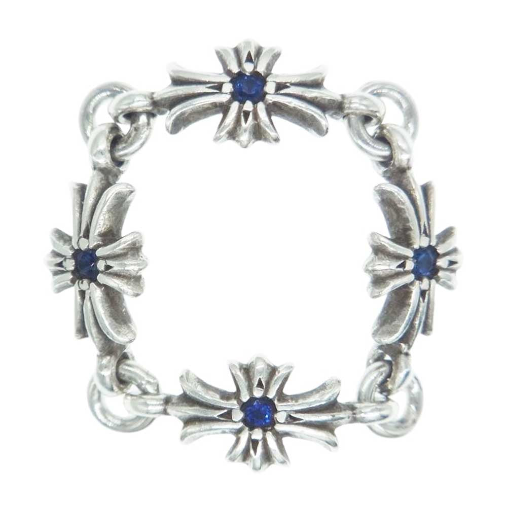 CHROME HEARTS クロムハーツ（原本無） RING TNY E CH PLS SAP タイニーE CHプラス サファイア リング シルバー系 9号【中古】