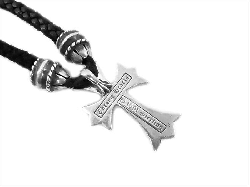 CHROME HEARTS クロムハーツ（原本無） CH CROSS CRIMPT クリンプト CHクロス スモール レザーブレード ネックレス シルバー【中古】