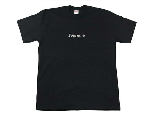 Supreme シュプリーム 国内正規品 納品書タグ付 未使用 19SS Swarovski Box Logo Tee スワロフスキー ボックスロゴ  Tシャツ 黒 L【極上美品】【中古】