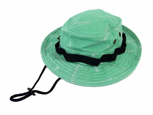 Supreme シュプリーム 17SS denim logo boonie hat ロゴ ブーニーハット 帽子 総柄 ライトグリーン系 SMALL/MEDIUM【中古】