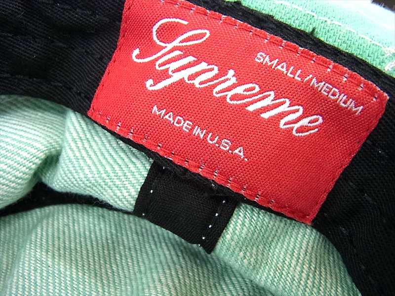 Supreme シュプリーム 17SS denim logo boonie hat ロゴ ブーニーハット 帽子 総柄 ライトグリーン系 SMALL/MEDIUM【中古】