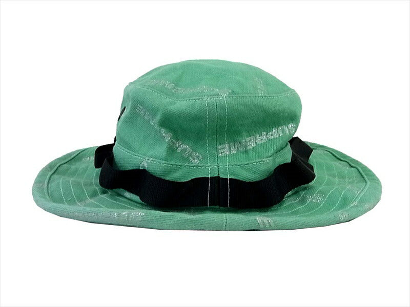 Supreme シュプリーム 17SS denim logo boonie hat ロゴ ブーニーハット 帽子 総柄 ライトグリーン系 SMALL/MEDIUM【中古】