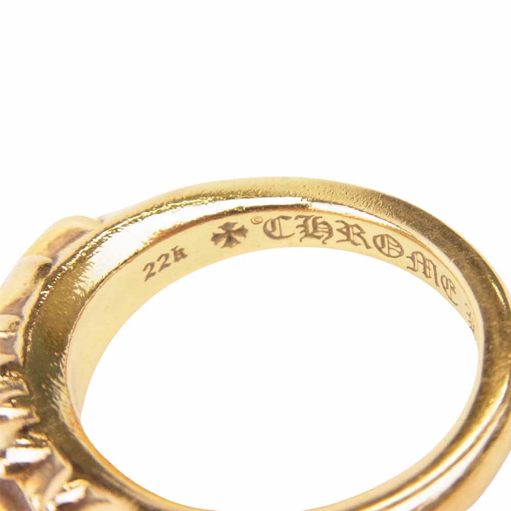 CHROME HEARTS クロムハーツ（原本有） 国内正規店原本付属 22K ベビークラシック フローラル クロス パヴェダイヤ リング ゴールド 5.5号程度【中古】