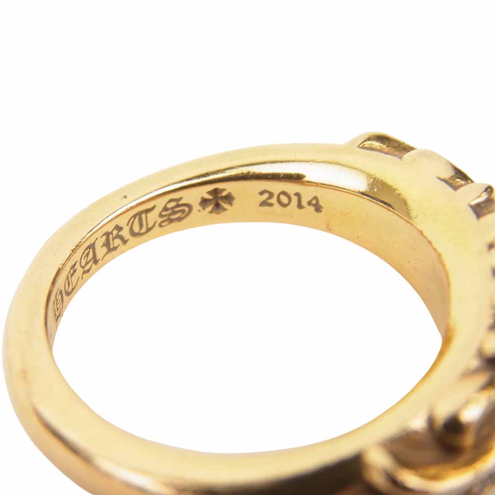 CHROME HEARTS クロムハーツ（原本有） 国内正規店原本付属 22K ベビークラシック フローラル クロス パヴェダイヤ リング ゴールド 5.5号程度【中古】